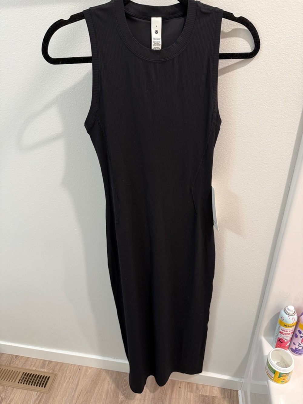 lululemon athletica All Aligned Black Ribbed Sleeveless Midi Dress - Picture 7 of 7